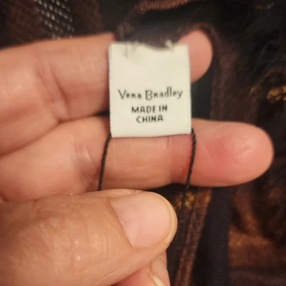 Vera Bradley Plaid Scarf in Brown and Purple - Picture 2 of 6